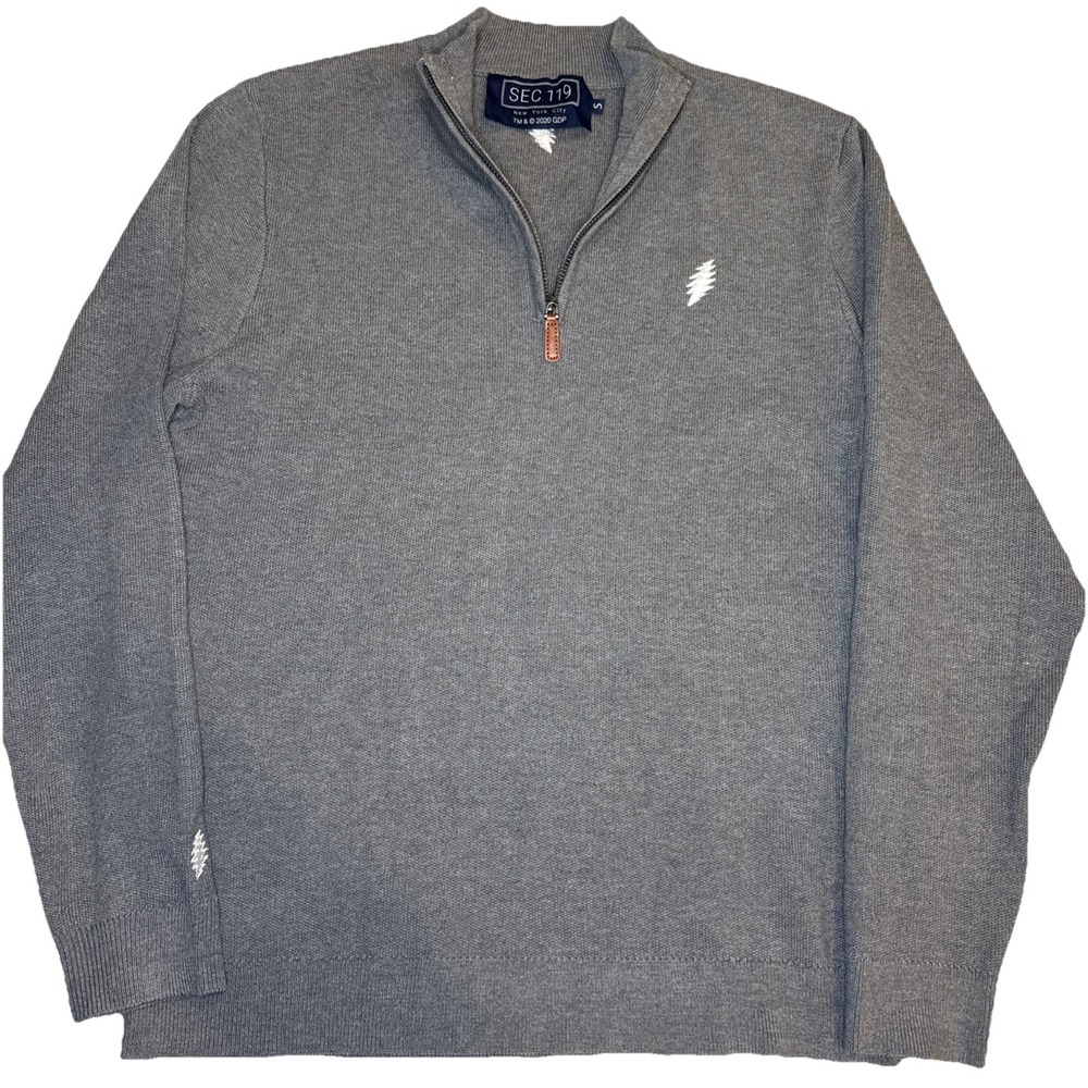 SEC 119 Mens Small Pullover Quarter Zip Sweater Grateful Dead Gray Lightning